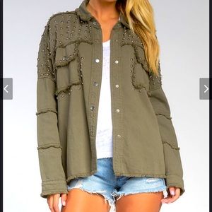 Military olive green shacket jacket oversized large jacket for women